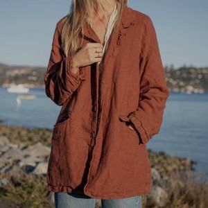 NWT CP Shades Linen Regan Coat in Pluot, Sz XL